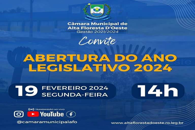01ª Sessão Ordinária da Câmara Municipal de Alta Floresta D´Oeste RO do ano de 2024.