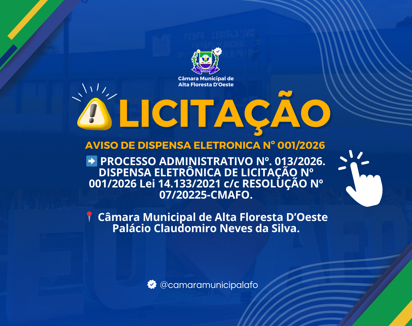 ➡️ AVISO DE DISPENSA ELETRONICA Nº 001/2026 