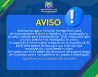 COMUNICADO OFICIAL -  Portal da Transparência está temporariamente fora do ar 